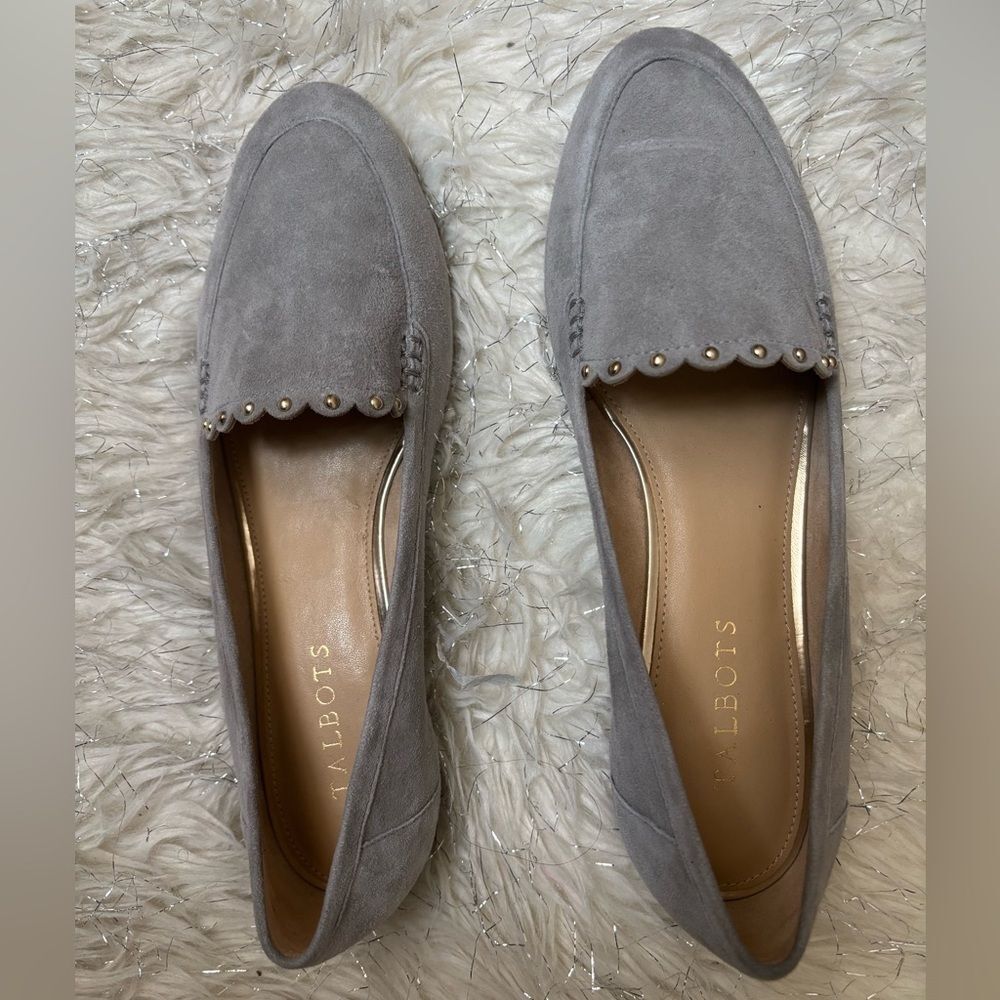 Talbots Gray Women’s Ryan Scaloop Flats Suede Loafers with Stud Detail Size 9M - Picture 8 of 11